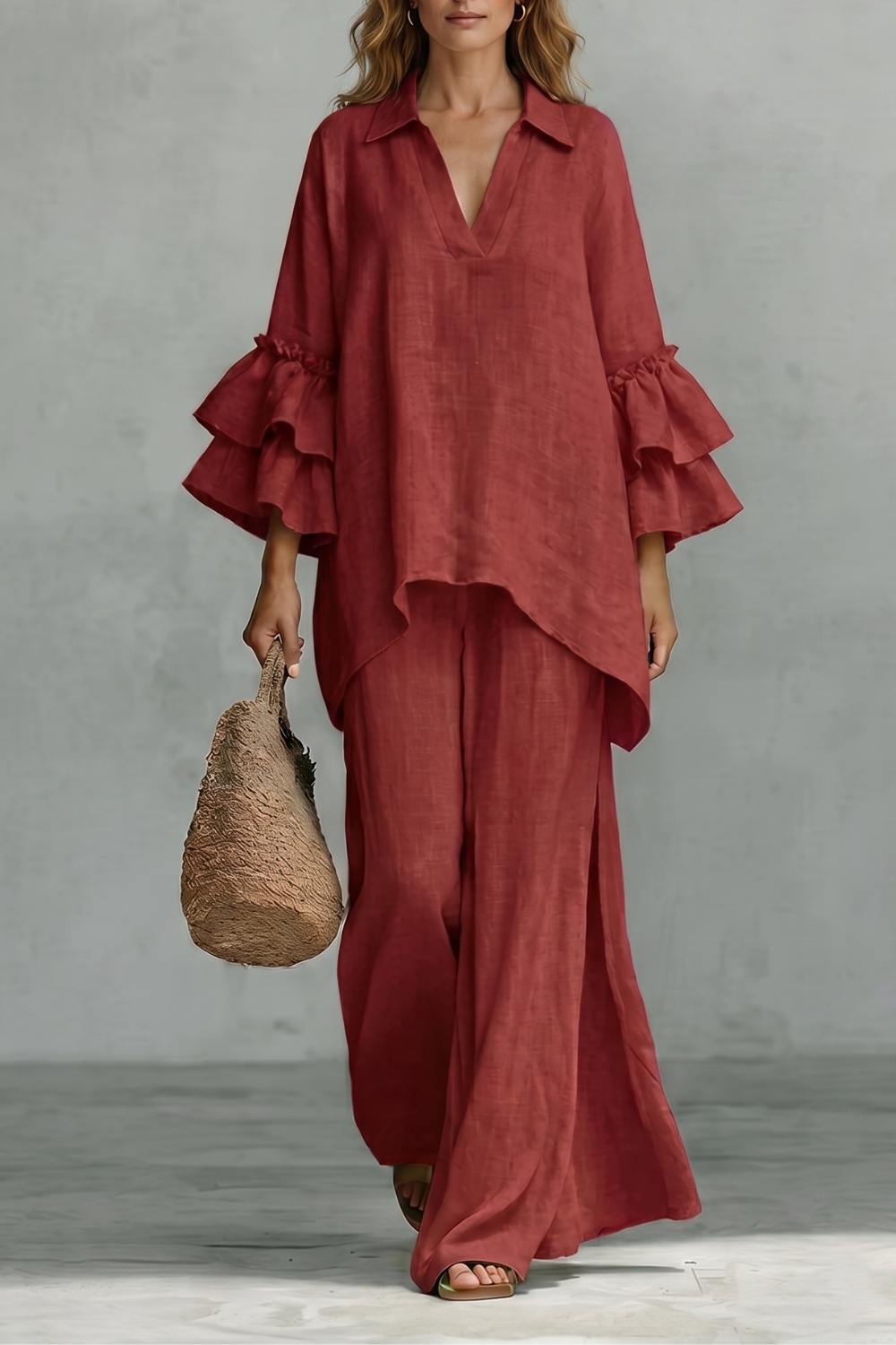 Évienne – Ruffled sleeve ease – Trouser set