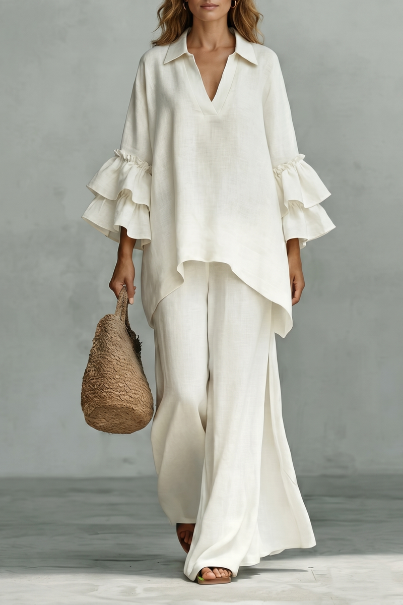 Évienne – Ruffled sleeve ease – Trouser set