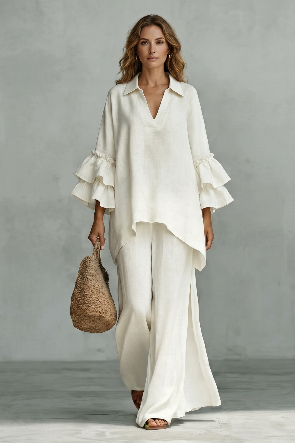 Évienne – Ruffled sleeve ease – Trouser set