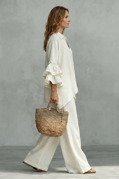 Évienne – Ruffled sleeve ease – Trouser set