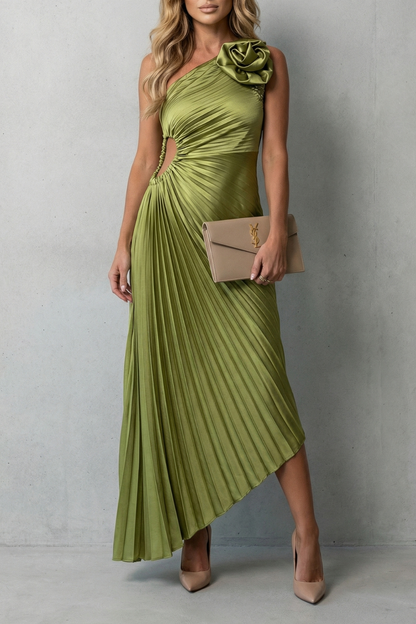 Felicity – Statement elegance – Women’s One-Shoulder Pleated Maxi Dress