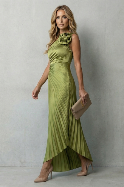 Felicity – Statement elegance – Women’s One-Shoulder Pleated Maxi Dress