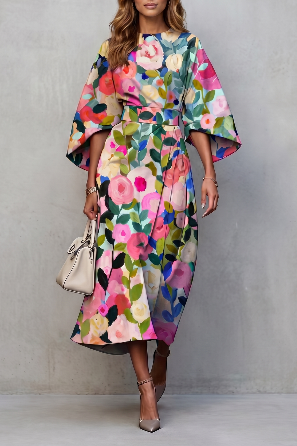 Floravie – Vibrant watercolour blooms – Midi dress