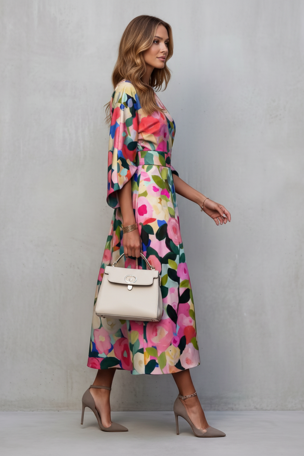 Floravie – Vibrant watercolour blooms – Midi dress