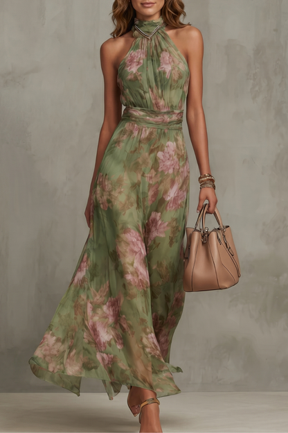 Floréa – Romantic floral halter silhouette – Maxi dress