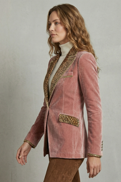 Léovelle – Leopard contrast elegant cut – Velvet blazer