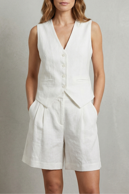 Linévora – Tailored summer ease – Vest and short set