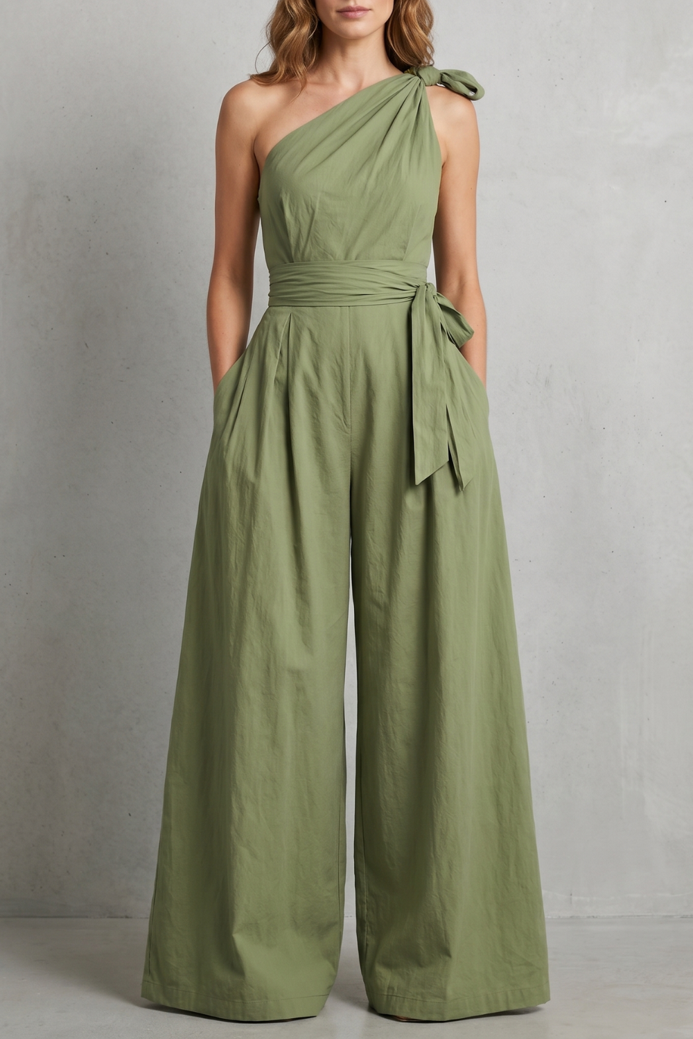 Lunéa – Graceful draped silhouette – One-shoulder jumpsuit