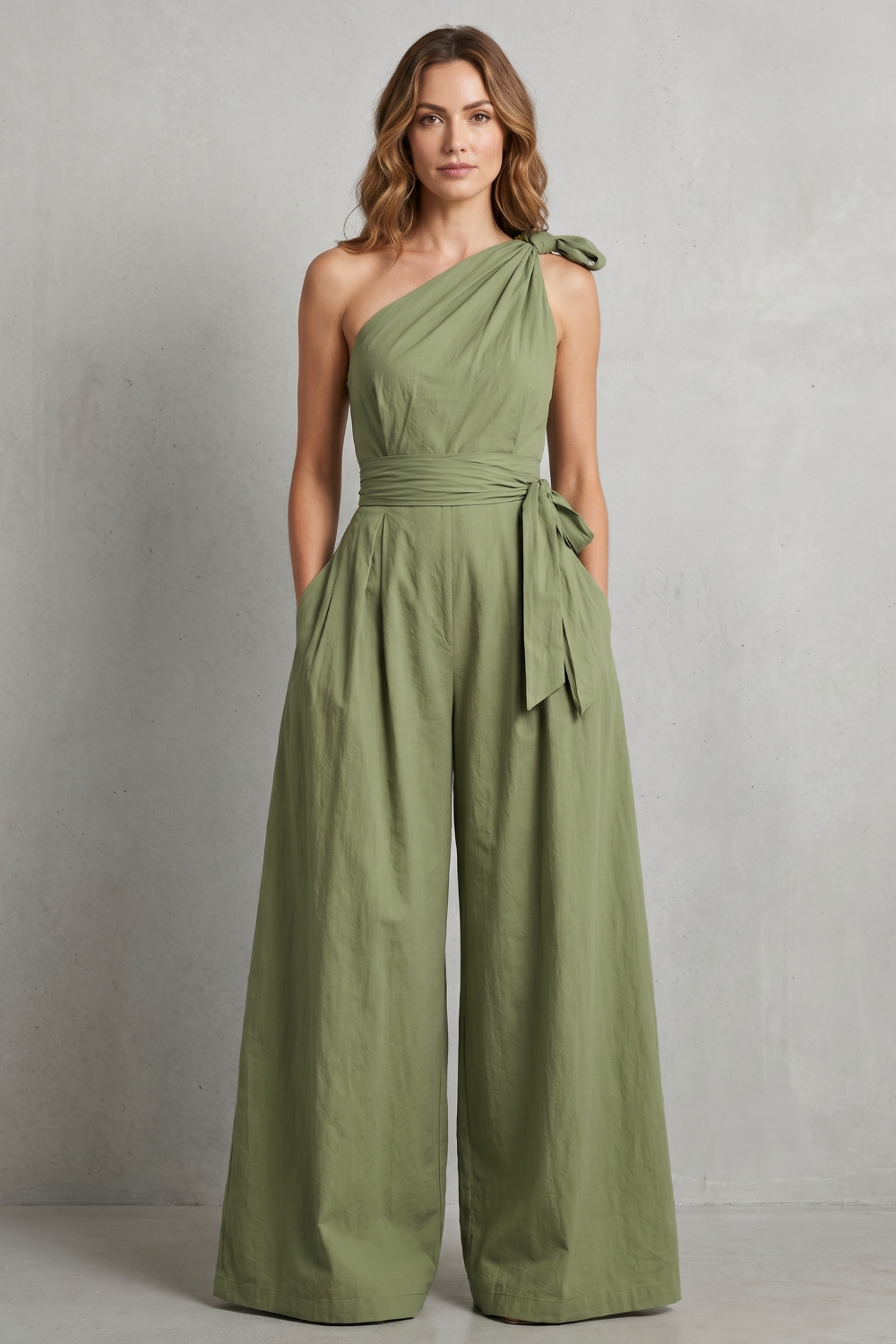 Lunéa – Graceful draped silhouette – One-shoulder jumpsuit