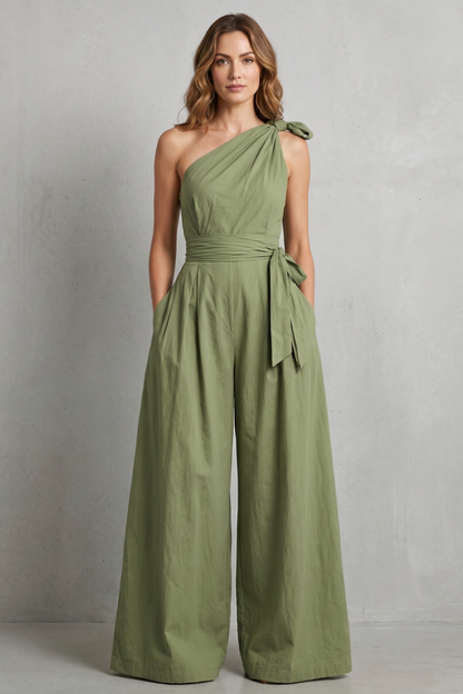 Lunéa – Graceful draped silhouette – One-shoulder jumpsuit