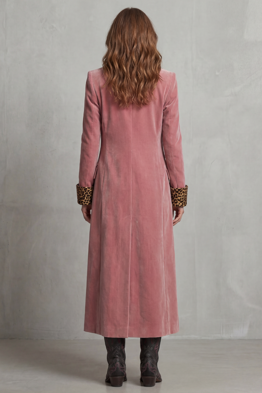 Lusavine – Leopard-lined velvet elegance – Long coat