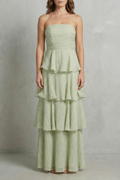 Margaret – Soft cascading layers – Strapless tiered maxi dress