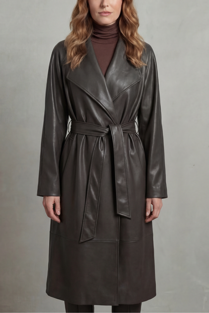 Marzienne – Waist-cinching silhouette – Faux leather trench coat
