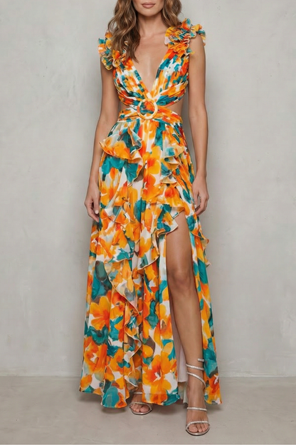 Melisandre – Ruffled chiffon romance – Maxi dress