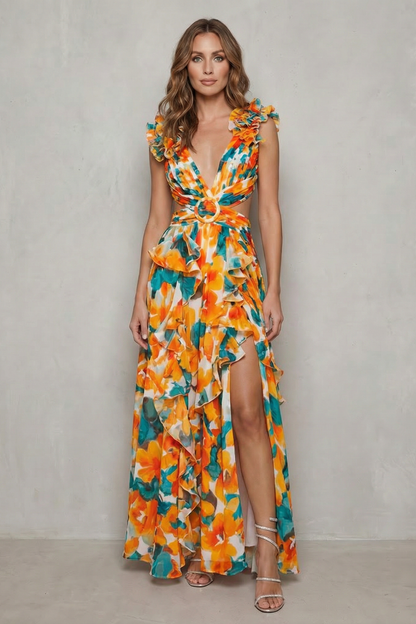 Melisandre – Ruffled chiffon romance – Maxi dress
