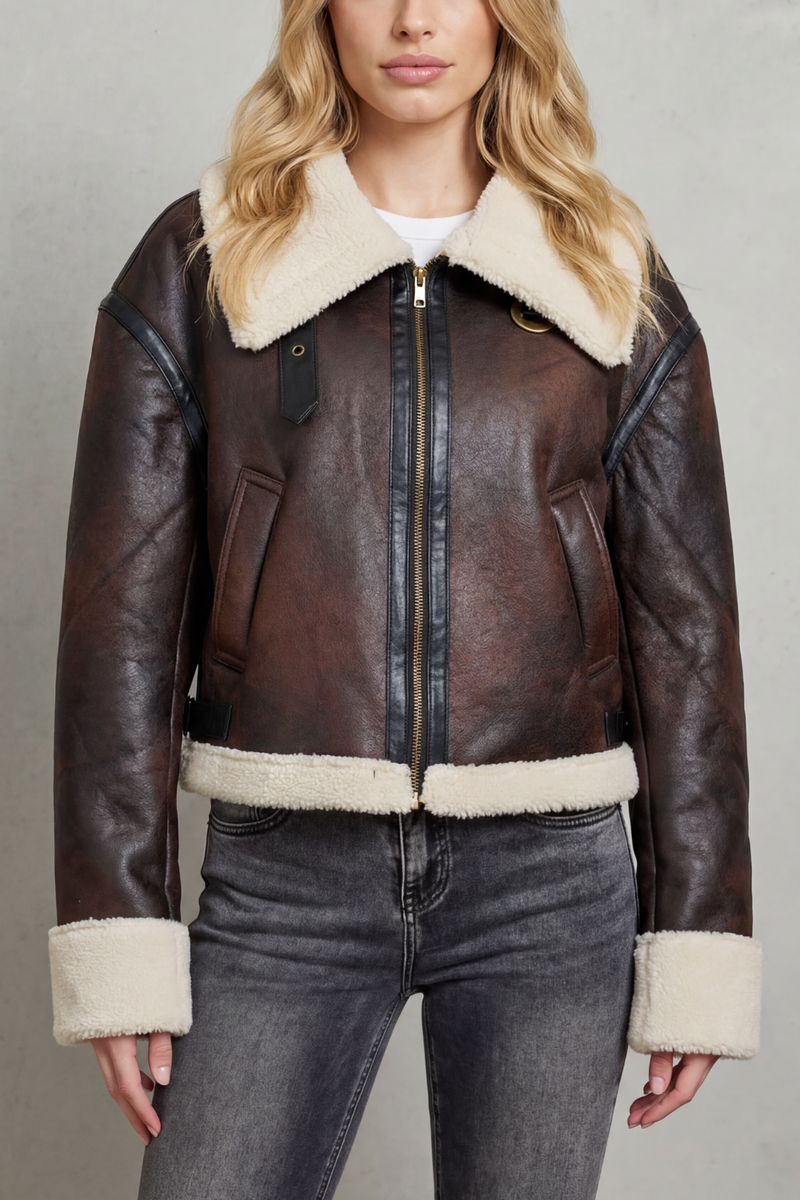 Mirevola – Shearling trim – Cropped aviator jacket
