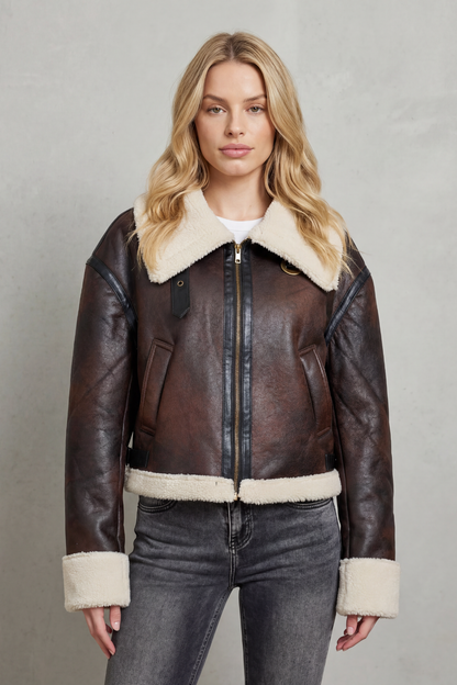 Mirevola – Shearling trim – Cropped aviator jacket