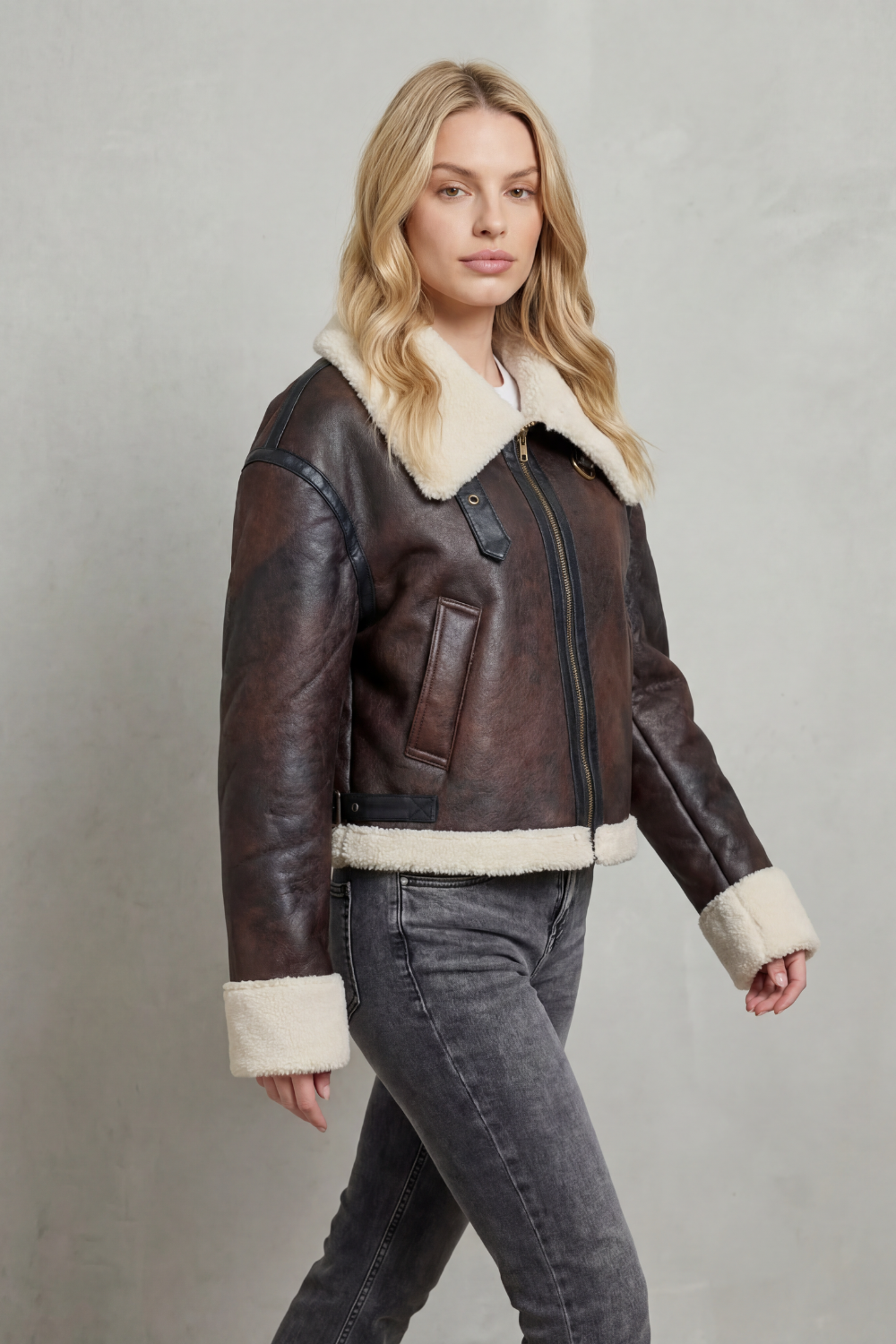 Mirevola – Shearling trim – Cropped aviator jacket