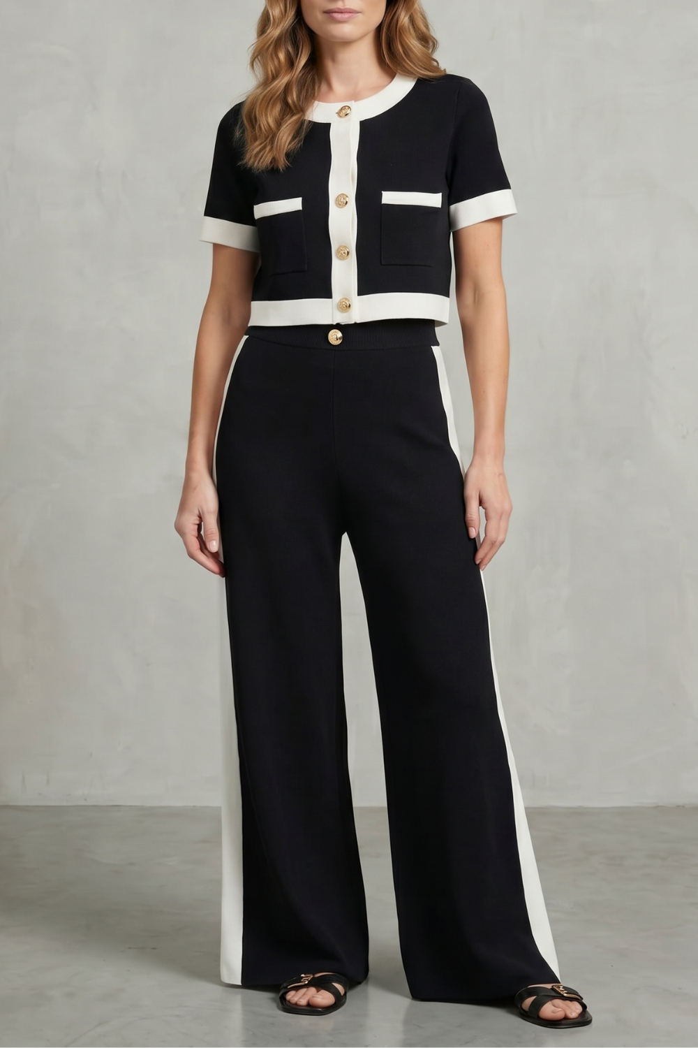 Montrielle – Contrast trim elegance – Two piece set