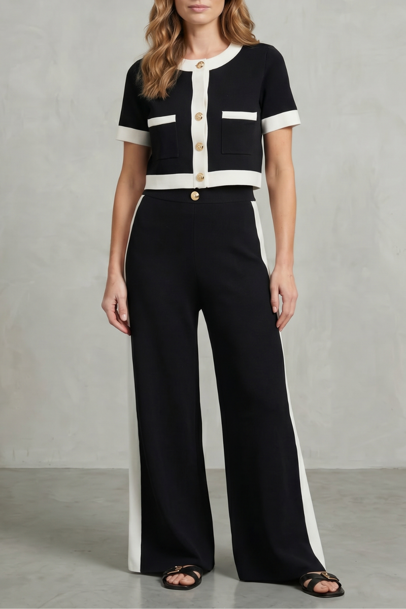 Montrielle – Contrast trim elegance – Two piece set