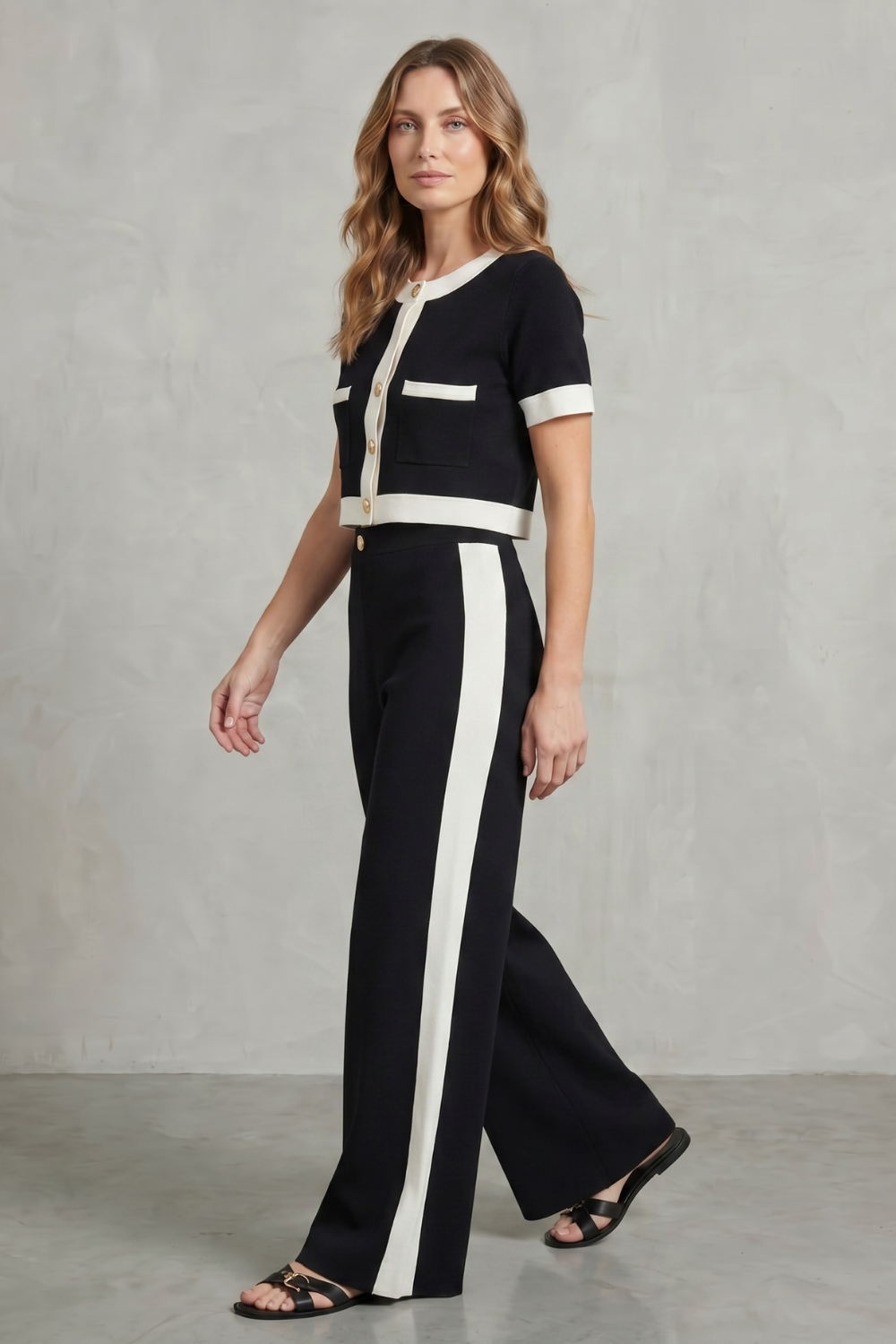 Montrielle – Contrast trim elegance – Two piece set