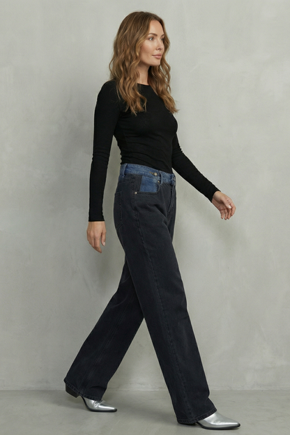 Noirelle – Tri-fold waistband detail – Straight leg jeans