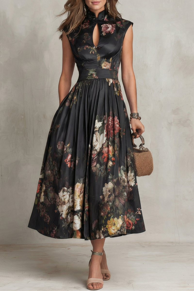 Noirelle – Vintage floral elegance – Midi dress