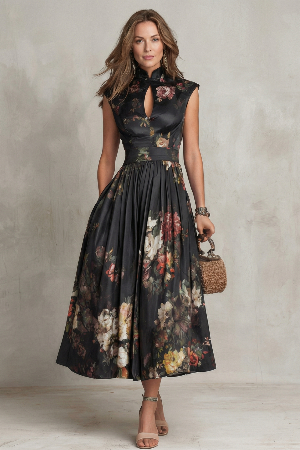 Noirelle – Vintage floral elegance – Midi dress