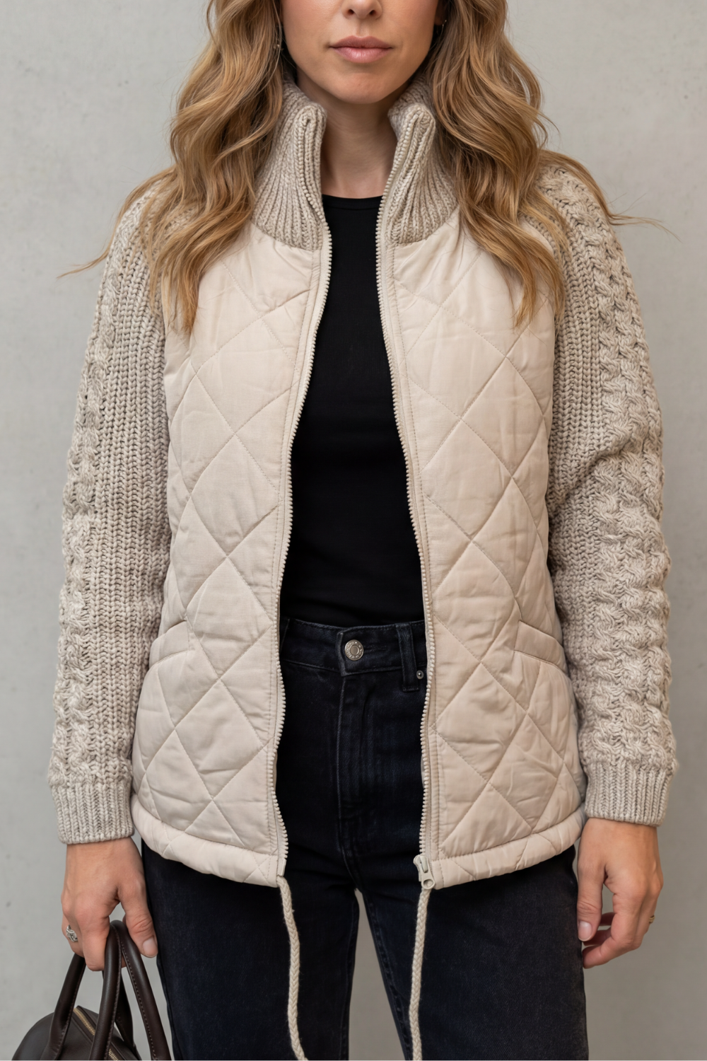 Norcetta – Textured knit detail – Quilted puffer jacket