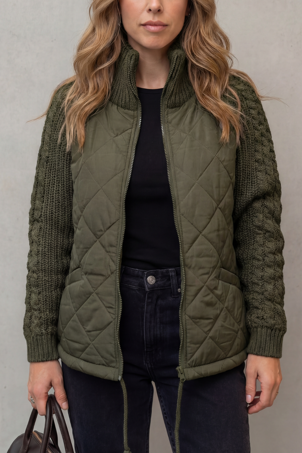 Norcetta – Textured knit detail – Quilted puffer jacket
