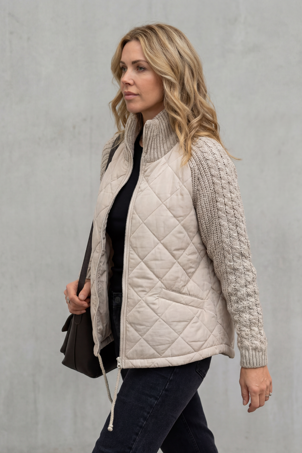 Norcetta – Textured knit detail – Quilted puffer jacket