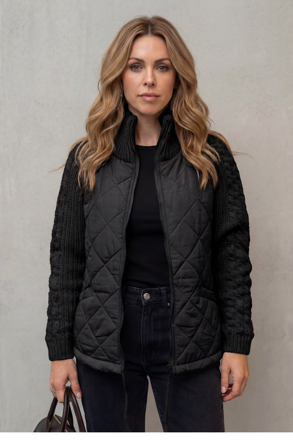 Norcetta – Textured knit detail – Quilted puffer jacket