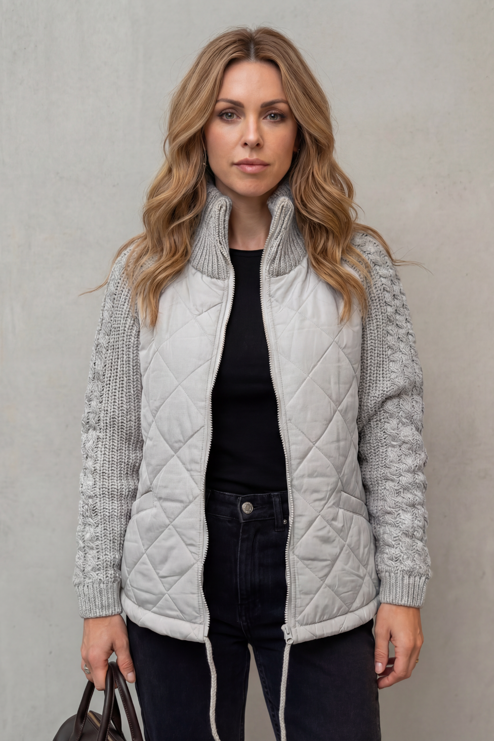 Norcetta – Textured knit detail – Quilted puffer jacket