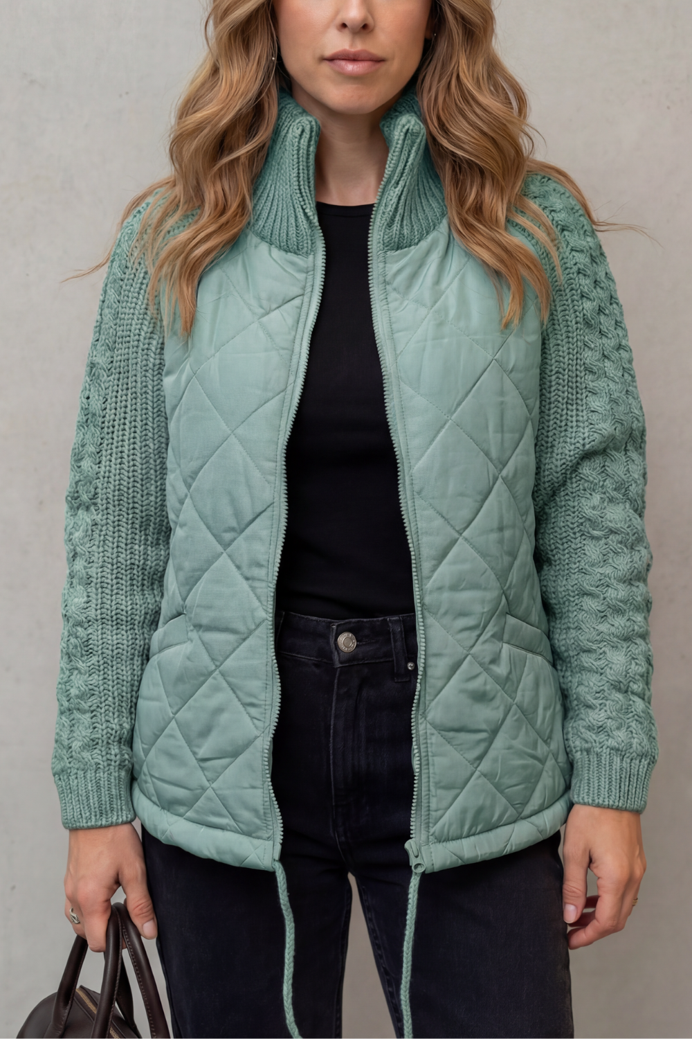 Norcetta – Textured knit detail – Quilted puffer jacket