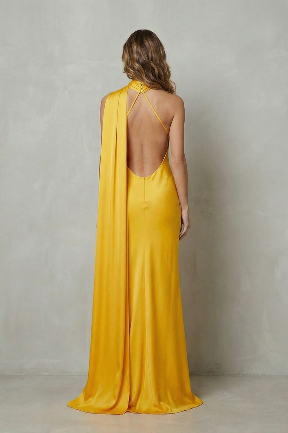 Orlianne – Draped neckline cascade – Satin mermaid gown