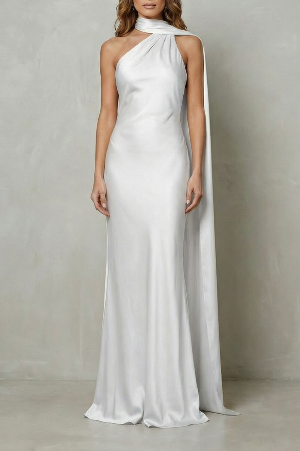 Orlianne – Draped neckline cascade – Satin mermaid gown