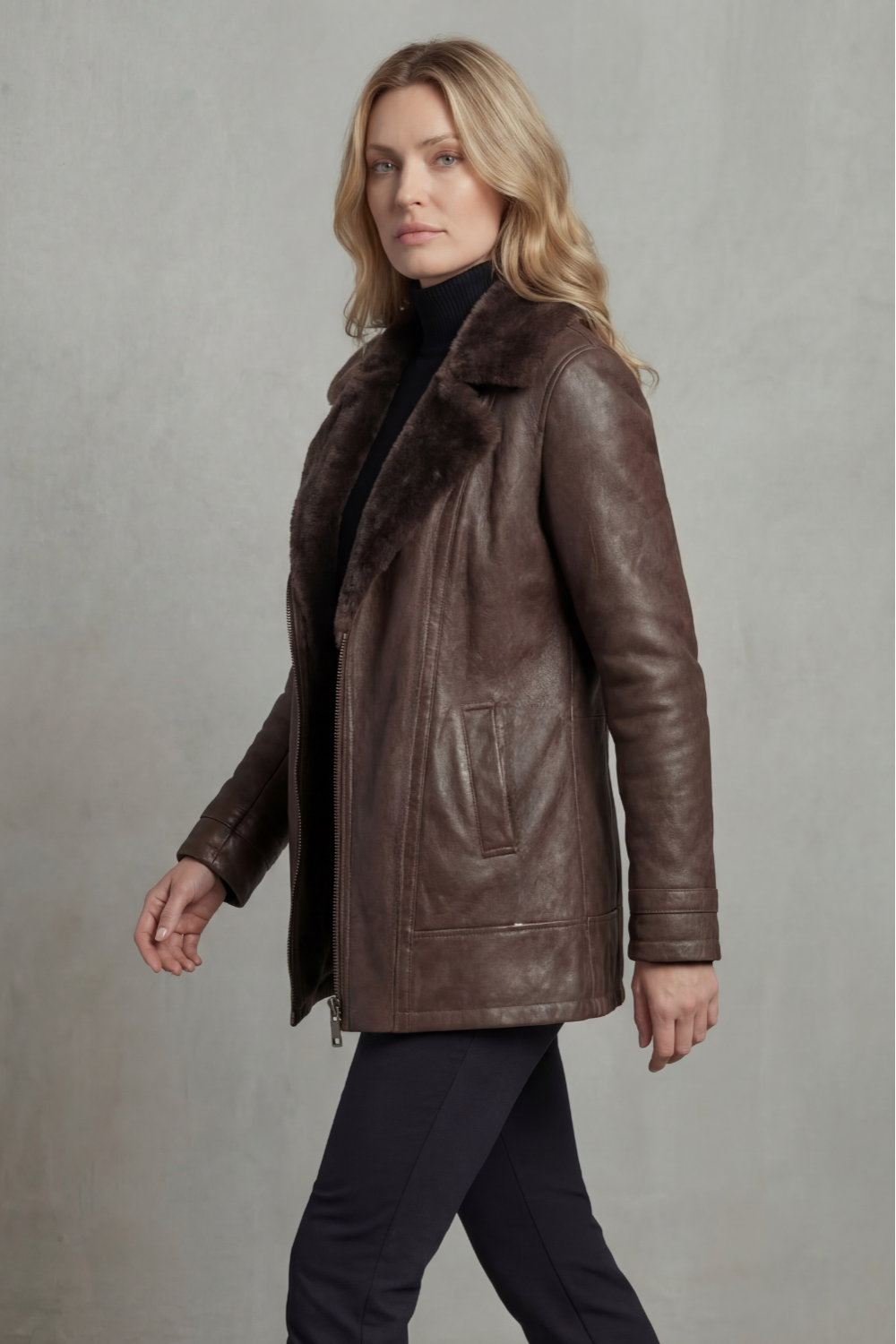 Ravella – Shearling-lined elegance – Leather jacket