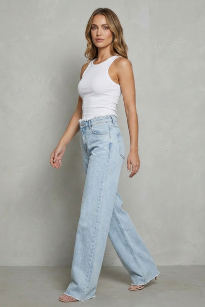 Rivazza – Raw hem detail – High-waist wide-leg jeans