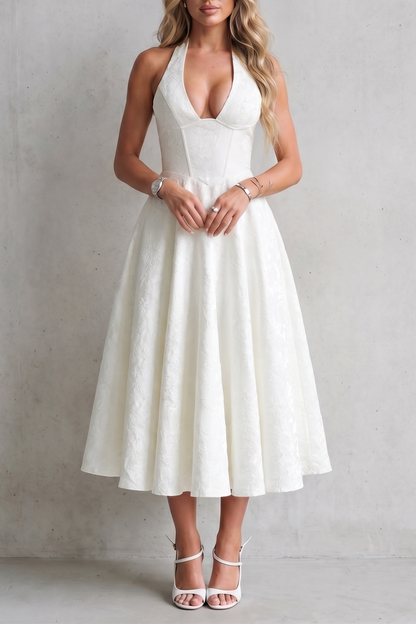 Rosalune – Halter floral elegance – Midi dress