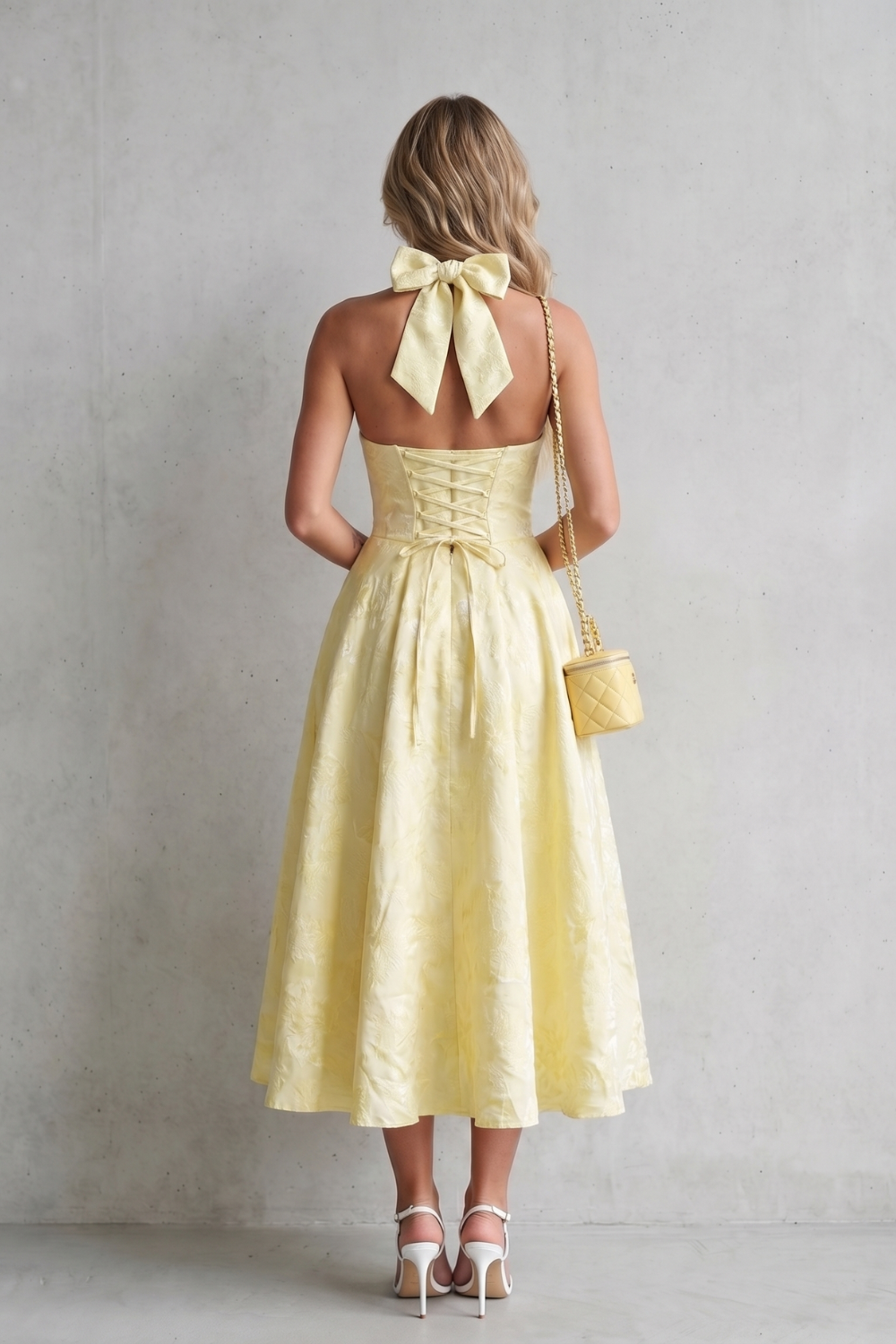 Rosalune – Halter floral elegance – Midi dress