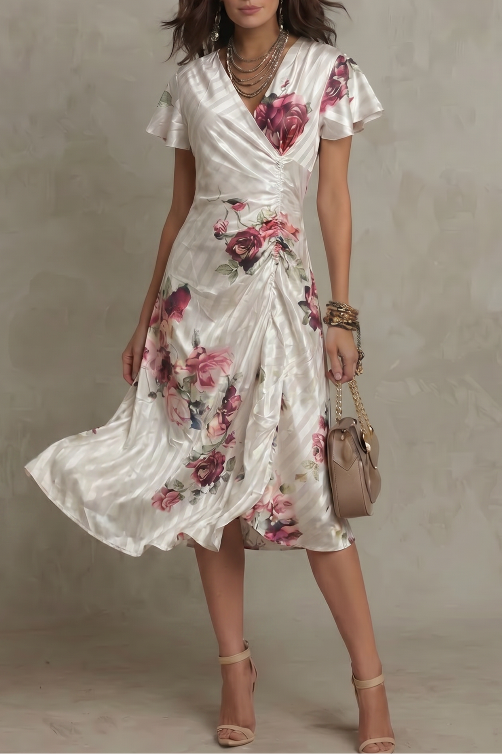 Rosavienne – Vintage satin romance – Midi dress