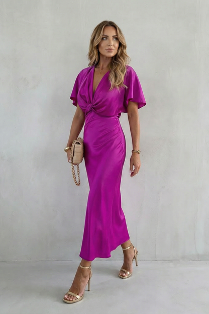 Satinéa – Knot waist elegance – Midi dress