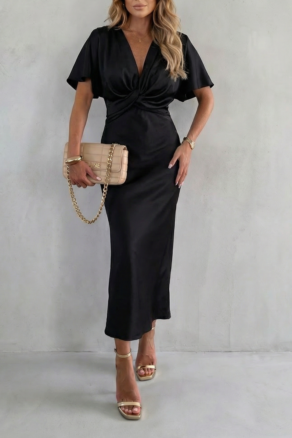 Satinéa – Knot waist elegance – Midi dress