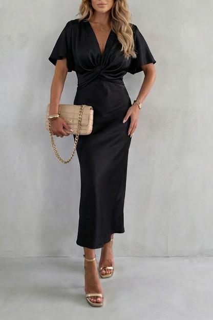 Satinéa – Knot waist elegance – Midi dress