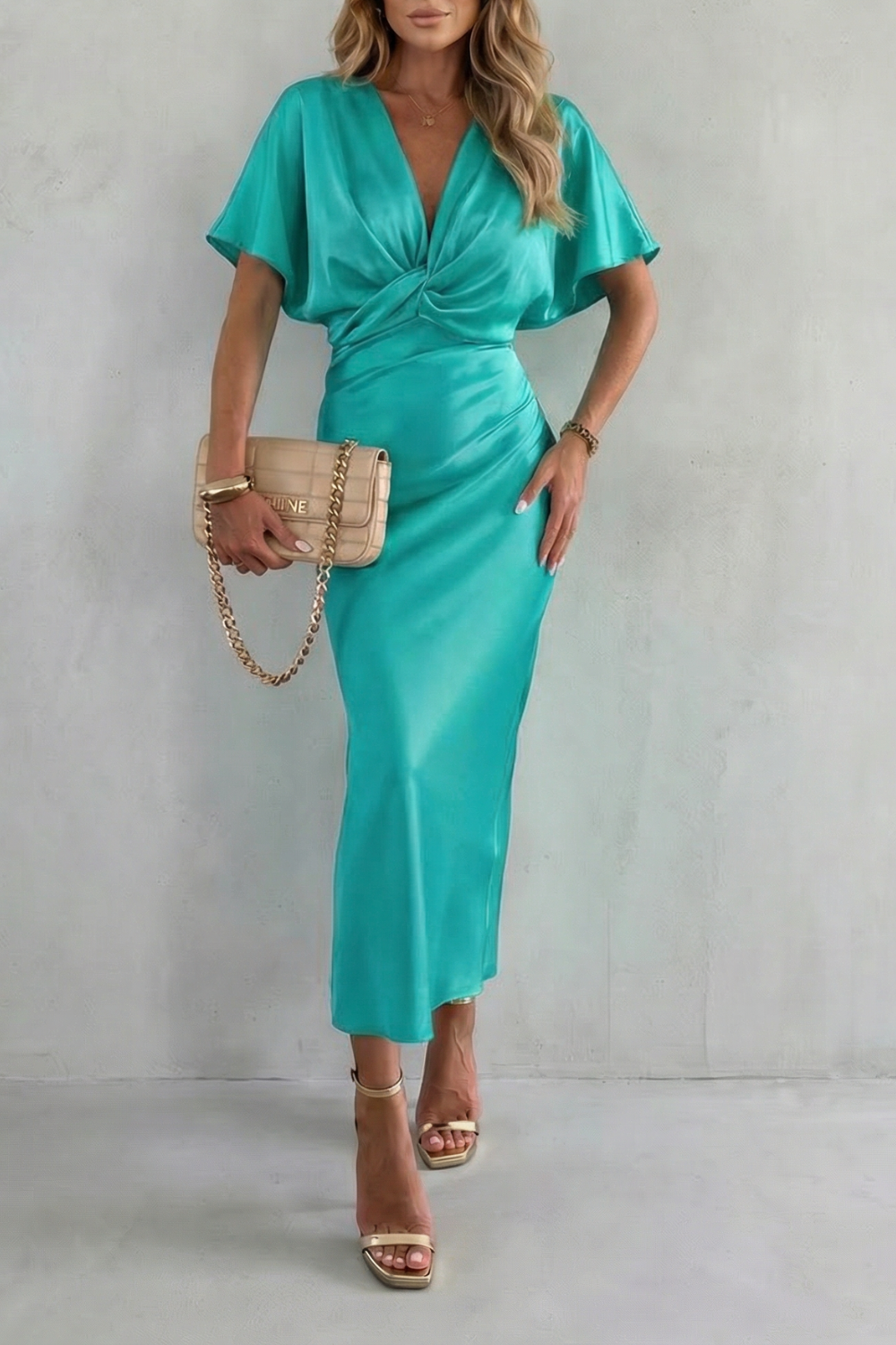 Satinéa – Knot waist elegance – Midi dress
