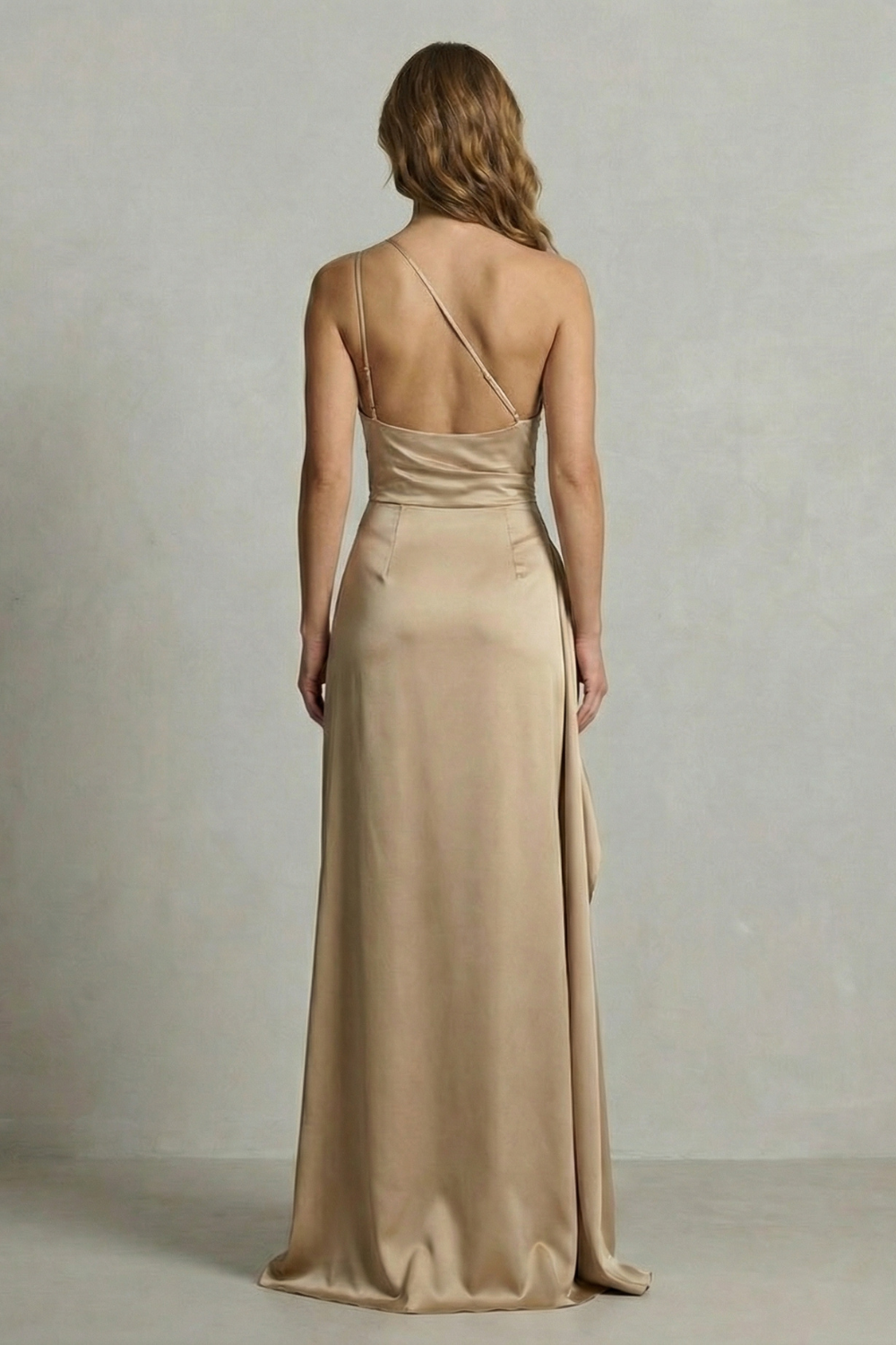 Seraphina – Liquid satin allure – One shoulder maxi dress