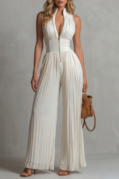 Seraphina – Pleated halter elegance – Wide-leg jumpsuit