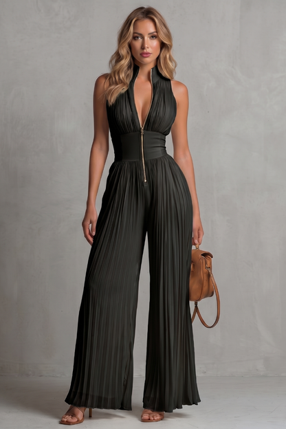 Seraphina – Pleated halter elegance – Wide-leg jumpsuit
