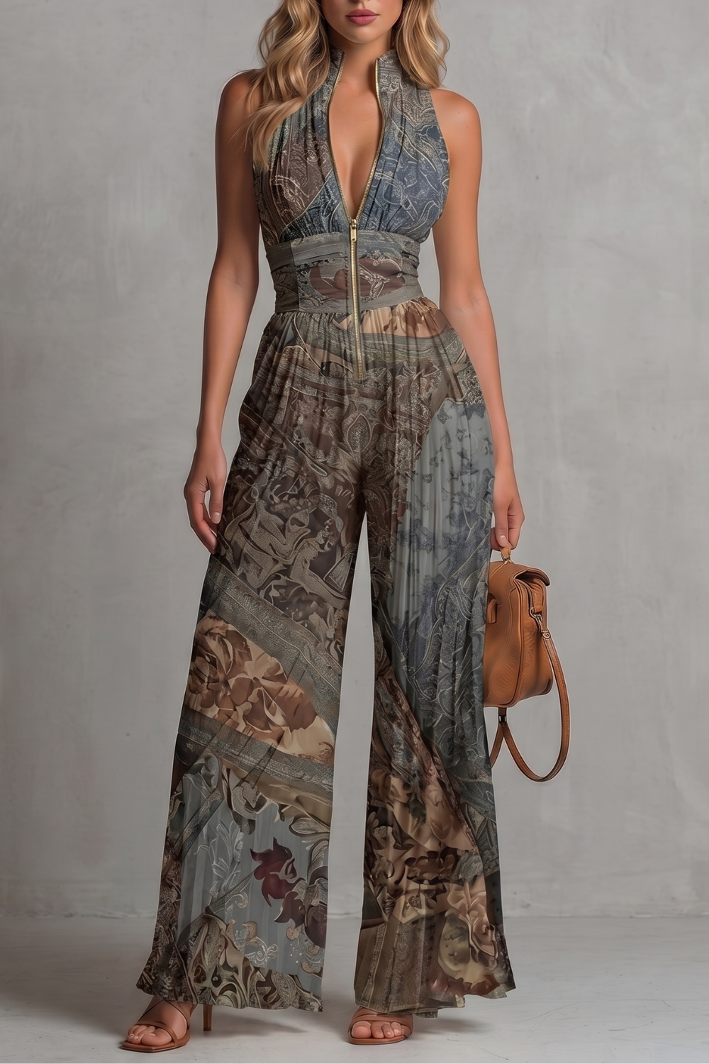 Seraphina – Pleated halter elegance – Wide-leg jumpsuit
