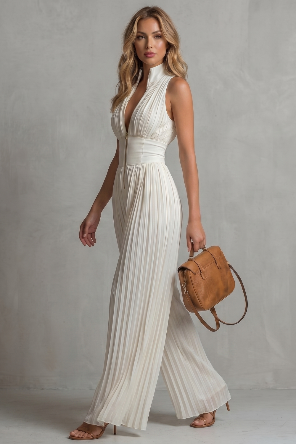 Seraphina – Pleated halter elegance – Wide-leg jumpsuit